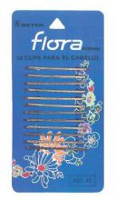 12 barrettes FLORA, doré