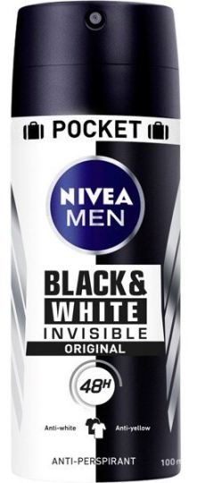 Spray désodorisant noir et blanc invisible pour hommes 100 ml